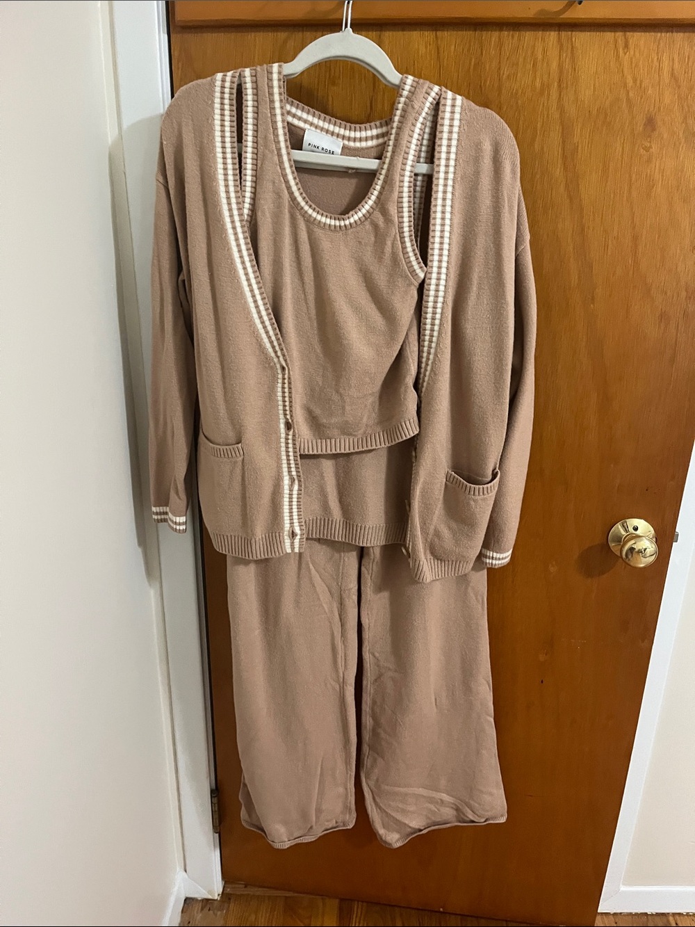 Women’s Fall Three-Piece Lounge Set - Knit Tank, Cardigan & Pants